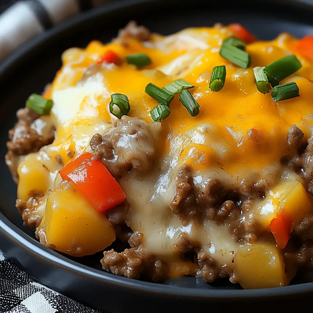 A bowl of food with cheese and peppers.