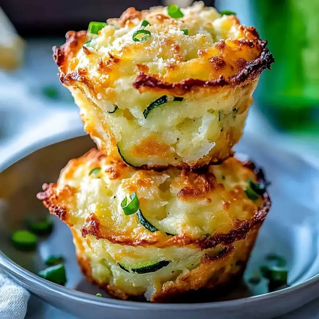 Two muffins with zucchini and cheese.
